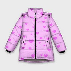 Куртка зимняя для девочки Сердечки розовые абстракция, цвет: 3D-светло-серый