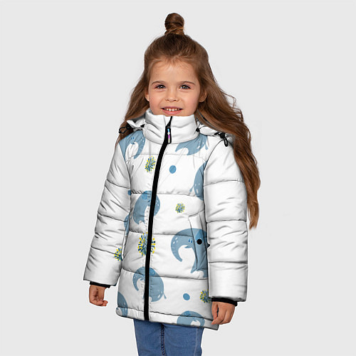 Зимняя куртка для девочки Слоник с одуванчиком / 3D-Красный – фото 3