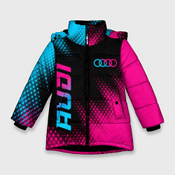 Зимняя куртка для девочки Audi - neon gradient: надпись, символ