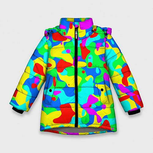 Зимняя куртка для девочки Форма маляра - кляксы / 3D-Светло-серый – фото 1