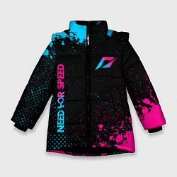 Зимняя куртка для девочки Need for Speed - neon gradient: надпись, символ