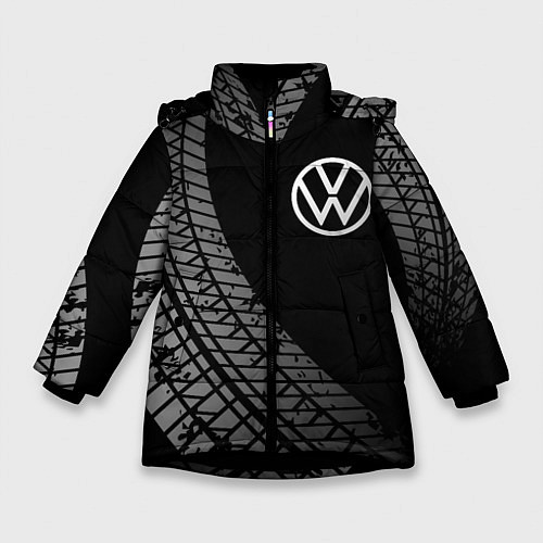 Зимняя куртка для девочки Volkswagen tire tracks / 3D-Черный – фото 1