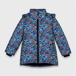 Куртка зимняя для девочки Паттерн из цветочных узоров, цвет: 3D-черный