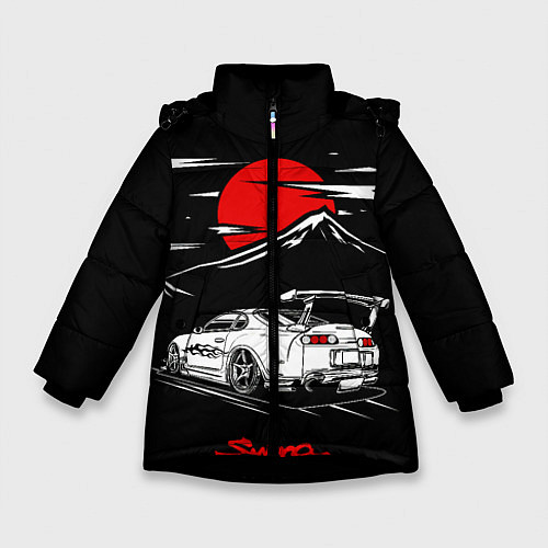 Зимняя куртка для девочки Тойота супра - JDM Style / 3D-Черный – фото 1