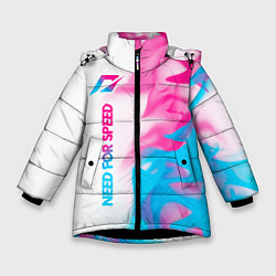 Зимняя куртка для девочки Need for Speed neon gradient style: по-вертикали