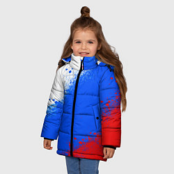Куртка зимняя для девочки Флаг России - триколор, цвет: 3D-черный — фото 2