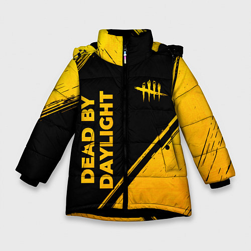 Зимняя куртка для девочки Dead by Daylight - gold gradient: надпись, символ / 3D-Черный – фото 1