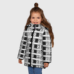 Куртка зимняя для девочки Signs hieroglyphs, цвет: 3D-светло-серый — фото 2