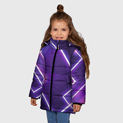 Куртка зимняя для девочки Неоновые прямоугольники, цвет: 3D-красный — фото 2