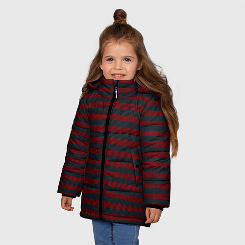 Зимняя куртка для девочки Рождественский свитер эльфа / 3D-Красный – фото 3