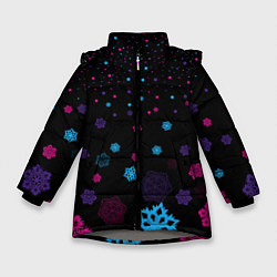 Куртка зимняя для девочки Цветные снежинки, цвет: 3D-светло-серый
