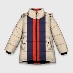 Куртка зимняя для девочки Полосы триколор синий красный, цвет: 3D-черный