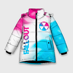 Зимняя куртка для девочки Fallout neon gradient style: надпись, символ