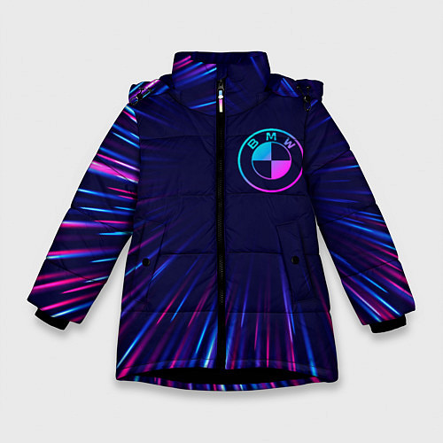 Зимняя куртка для девочки BMW neon speed lines / 3D-Черный – фото 1