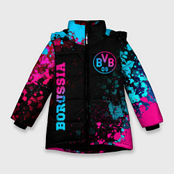 Зимняя куртка для девочки Borussia - neon gradient: надпись, символ