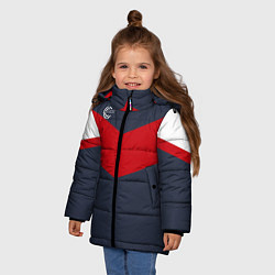 Куртка зимняя для девочки FIRM темно-синий с красной полосой, цвет: 3D-черный — фото 2