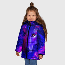 Куртка зимняя для девочки Волшебный звездный волк, цвет: 3D-черный — фото 2