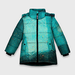 Куртка зимняя для девочки Сине-зелёный туман и мазки красок, цвет: 3D-черный