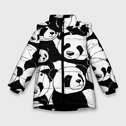 Куртка зимняя для девочки С пандами паттерн, цвет: 3D-черный