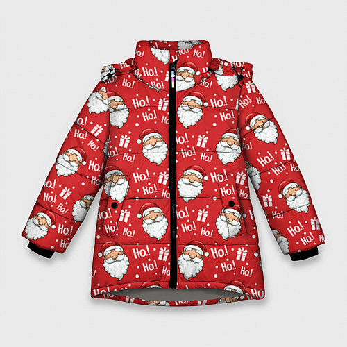 Зимняя куртка для девочки Дед Мороз - Санта Клаус / 3D-Светло-серый – фото 1