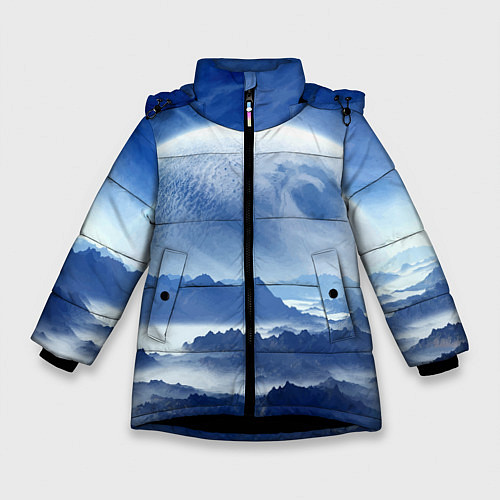 Зимняя куртка для девочки Mountains - fantasy planet / 3D-Черный – фото 1
