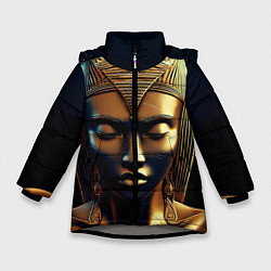 Куртка зимняя для девочки Нейросеть - золотая статуя египетской царицы, цвет: 3D-светло-серый