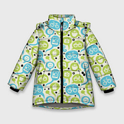 Зимняя куртка для девочки Геймпад, велосипед и смайл в пузыре