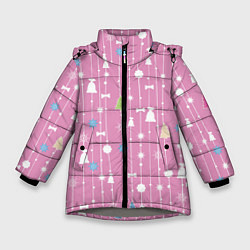 Куртка зимняя для девочки Розовый новый год, цвет: 3D-светло-серый