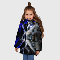 Куртка зимняя для девочки Молния в космосе, цвет: 3D-черный — фото 2