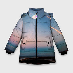 Куртка зимняя для девочки Космос и планeты, цвет: 3D-черный