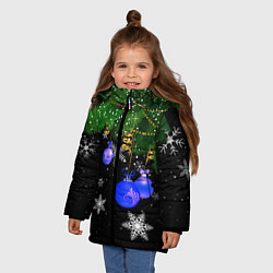Куртка зимняя для девочки Новогодние шарики, цвет: 3D-черный — фото 2