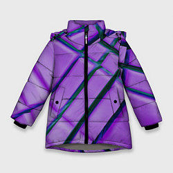 Куртка зимняя для девочки Фиолетовый фон и тёмные линии, цвет: 3D-светло-серый