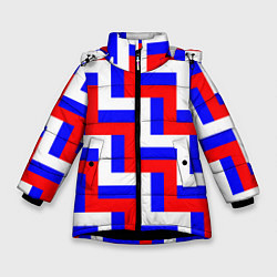 Куртка зимняя для девочки Плетение триколор, цвет: 3D-черный
