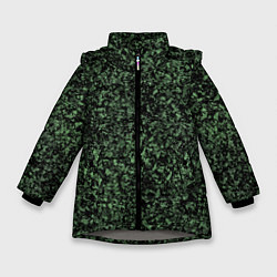 Зимняя куртка для девочки Черный и зеленый камуфляжный