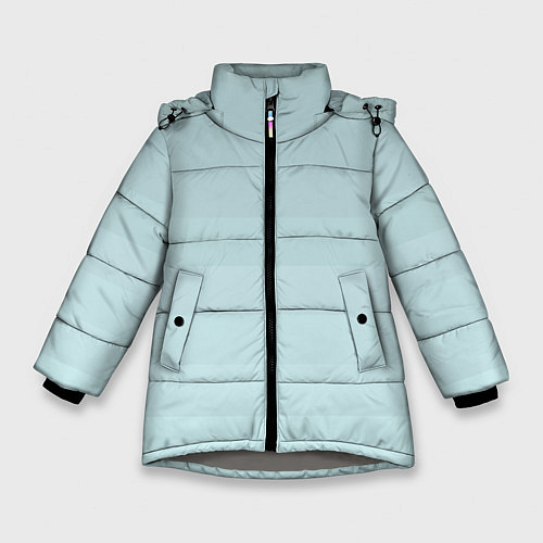 Зимняя куртка для девочки Голубые горизонтальные полосы, градиент / 3D-Светло-серый – фото 1