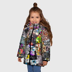 Куртка зимняя для девочки Очень пёстрый арт, цвет: 3D-черный — фото 2