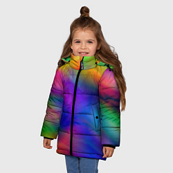 Куртка зимняя для девочки Оранжево-синяя туманность, цвет: 3D-черный — фото 2