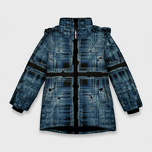 Зимняя куртка для девочки Абстрактное множество прозрачных геометрических фи / 3D-Черный – фото 1