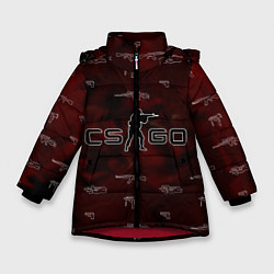 Куртка зимняя для девочки CS GO с оружием, цвет: 3D-красный