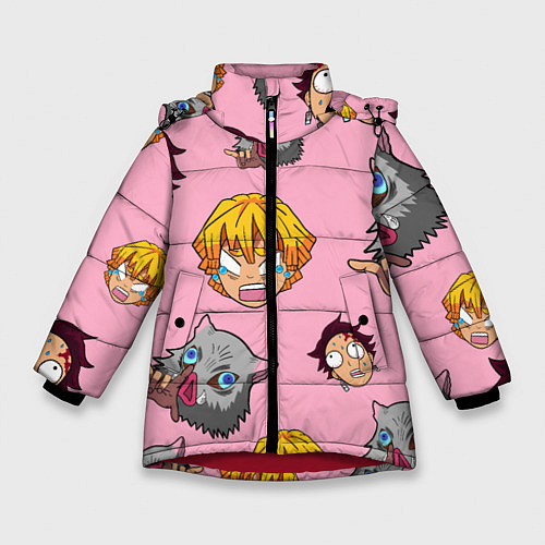 Зимняя куртка для девочки Главные герои из аниме клинок / 3D-Красный – фото 1