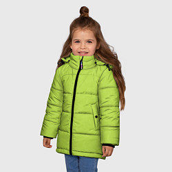Куртка зимняя для девочки Текстурированный ярко зеленый салатовый, цвет: 3D-светло-серый — фото 2