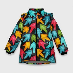 Куртка зимняя для девочки Разноцветные стрелы, цвет: 3D-светло-серый