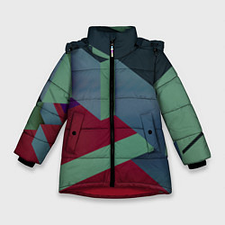 Куртка зимняя для девочки Геометрическое наложение кубов и фигур, цвет: 3D-красный