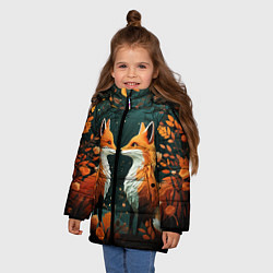 Куртка зимняя для девочки Две лисоньки в стиле Folk Art, цвет: 3D-красный — фото 2