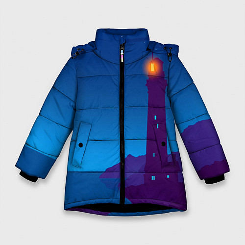 Зимняя куртка для девочки Маяк в ночи / 3D-Черный – фото 1