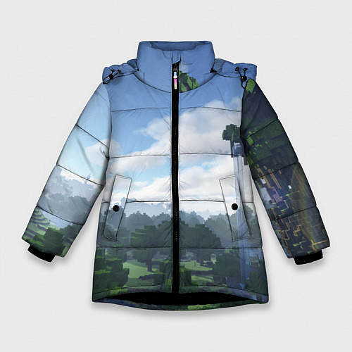 Зимняя куртка для девочки Minecraft мир / 3D-Черный – фото 1