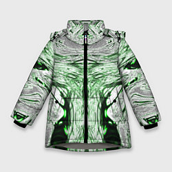 Куртка зимняя для девочки Зеленый узор, цвет: 3D-светло-серый
