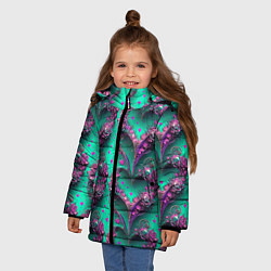 Куртка зимняя для девочки Паттерн сердца из цветов, цвет: 3D-красный — фото 2