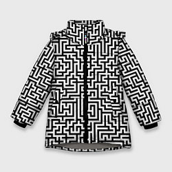 Зимняя куртка для девочки Черно-белый лабиринт