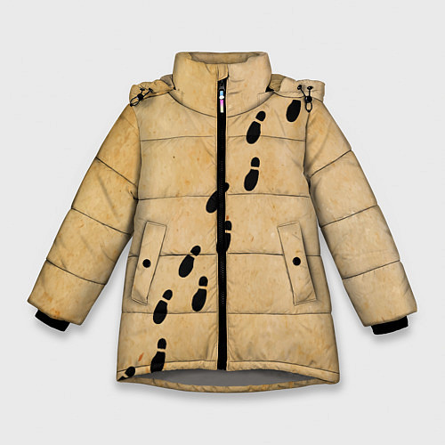 Зимняя куртка для девочки Следы мародеров на пергаменте / 3D-Светло-серый – фото 1